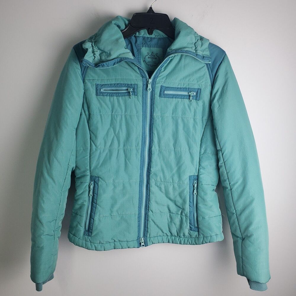 Prana Lovetta Teal Puffer Jacket Size Medium